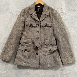 Vintage Old Navy Jacket Womens Medium Coat Belted Blazer Pockets Academia Preppy